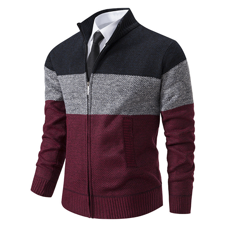 Herren modische Strickjacke mit hohem Kragen und modernem Reißverschluss Echoarchiv