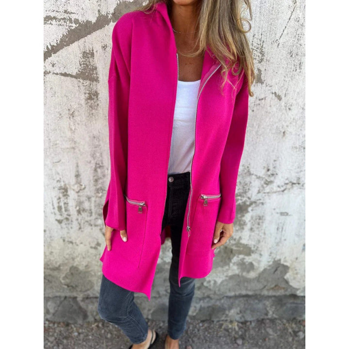 Damen Kapuzen-Longcardigan mit durchgehendem Reißverschluss und Ziertaschen Echo Archiv