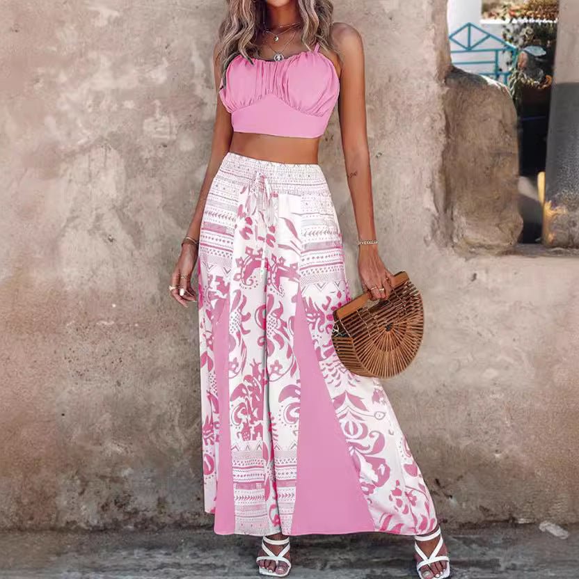 Damen Maxirock mit Ethno-Print, Smock-Bund und fließender A-Linie – Rosévia