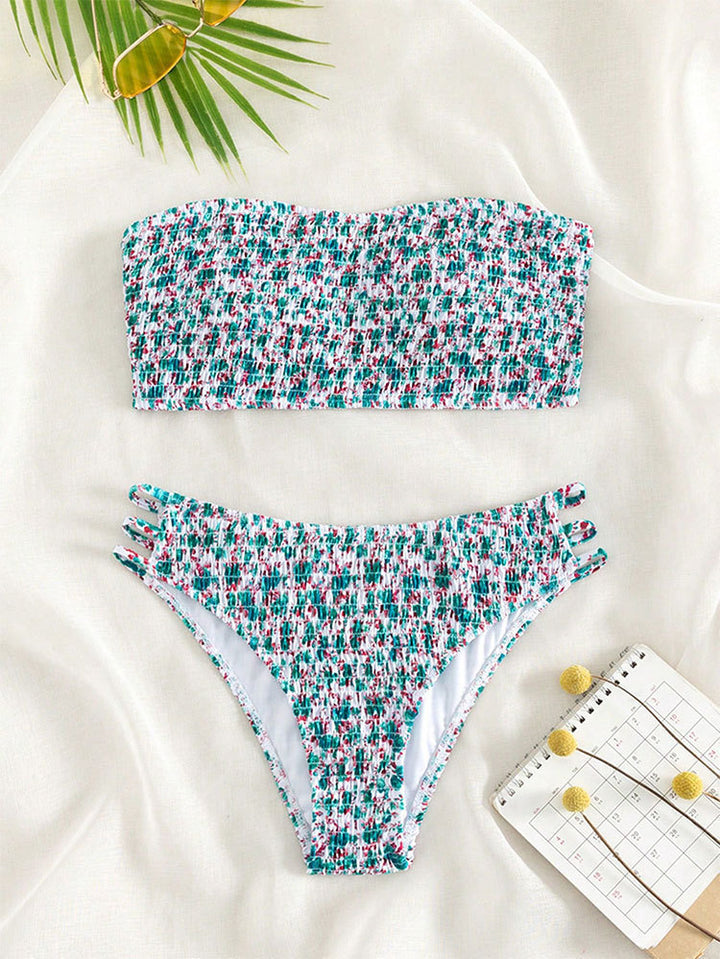 Damen Bandeau-Bikini mit raffinierten Rüschendetails und verstellbaren Trägern Echo Archiv