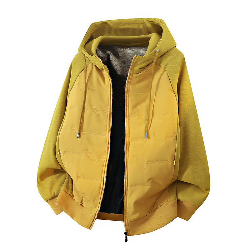 Leichte Herren-Hoodie-Jacke mit gestepptem Futter, verstellbarem Kapuzenzug und elastischem Taillenbund – Cavarno