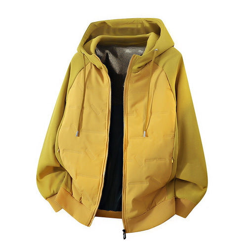 Leichte Herren-Hoodie-Jacke mit gestepptem Futter, verstellbarem Kapuzenzug und elastischem Taillenbund – Cavarno