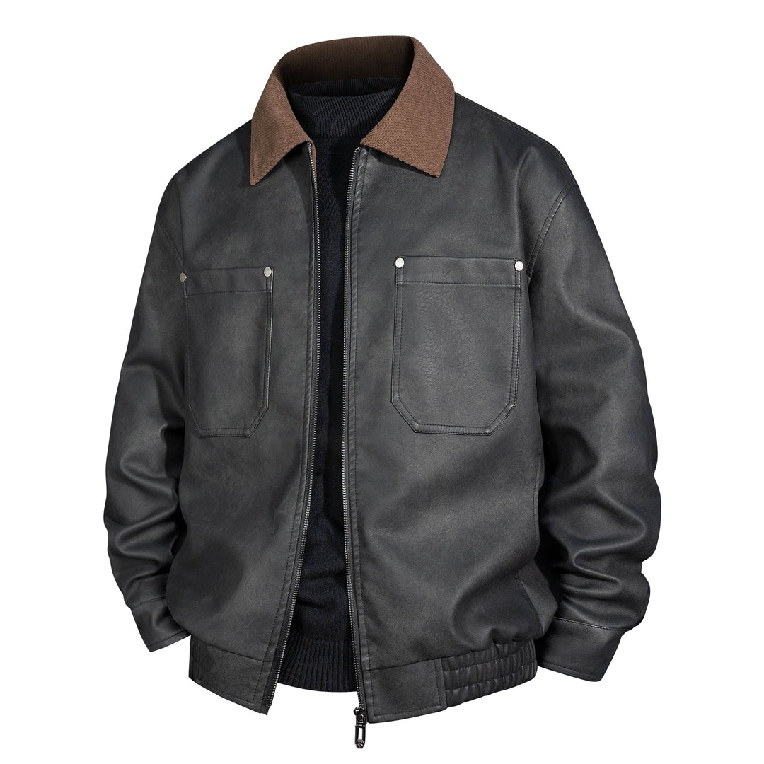 Herren Kurzjacke aus Veloursleder-Imitat mit geripptem Kragen und aufgesetzten Brusttaschen Echo Archiv