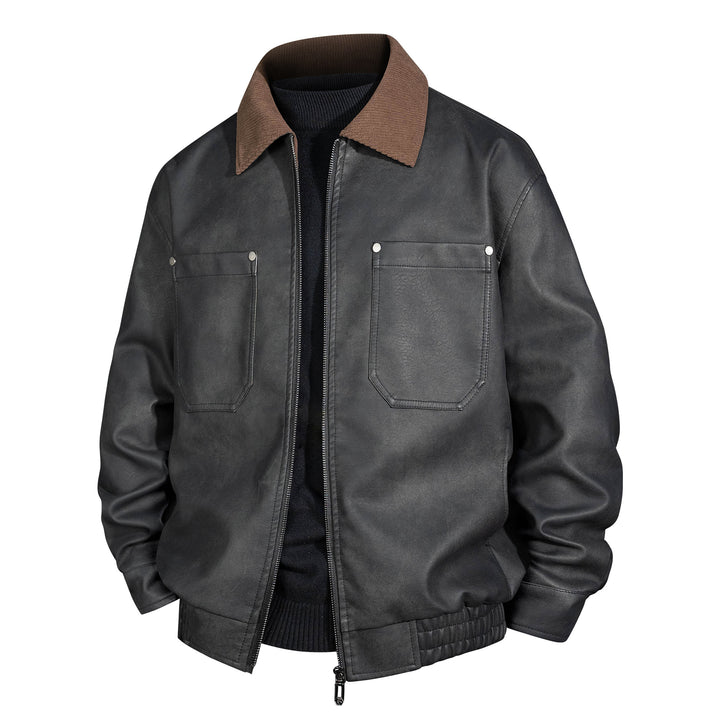 Herren Kurzjacke aus Veloursleder-Imitat mit geripptem Kragen und aufgesetzten Brusttaschen Echo Archiv