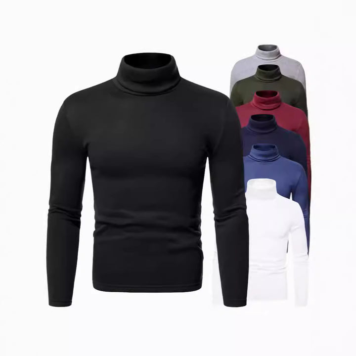 Herren Rollkragenpullover aus weichem Baumwollmix mit körperbetontem Schnitt Echoarchiv