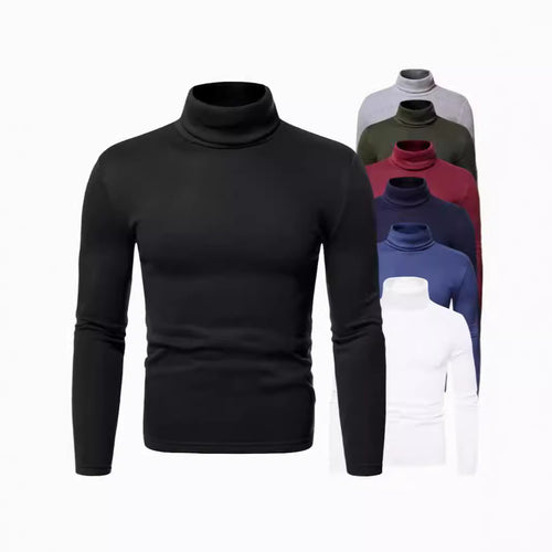 Herren Rollkragenpullover aus weichem Baumwollmix mit körperbetontem Schnitt Echoarchiv