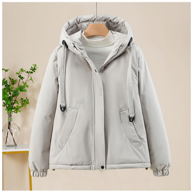 Damen Kurze Thermo-Kapuzenjacke mit Tunnelzug, Winddichter Außenhülle und elastischen Bündchen Echo Archiv