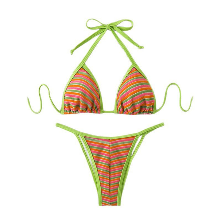 Damen Triangel-Bikini mit bunten Streifen und verstellbaren Trägern Echo Archiv