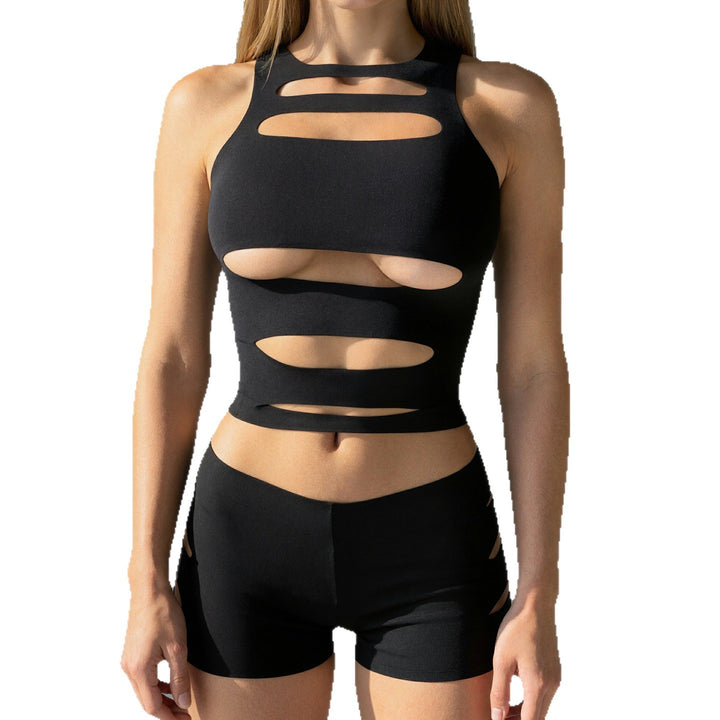 Damen Sportliches Crop-Oberteil und Shorts-Set mit dekorativen Cut-Outs Echo Archiv