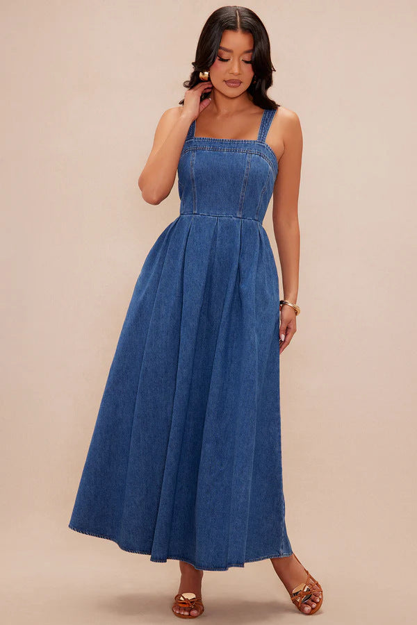 Damen Maxikleid mit schmalen Trägern und elegantem Schnitt Echo Archiv