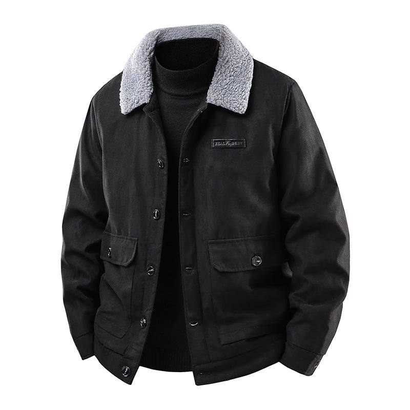 Herren Canvasjacke mit Teddykragen und aufgesetzten Taschen Echoarchiv