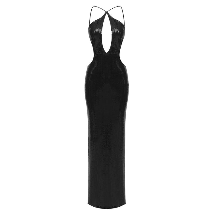 Damen Elegantes Abendkleid mit tiefem V-Ausschnitt und schimmerndem Material Echo Archiv
