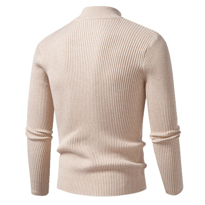 Herren eleganter Rollkragenpullover aus feinem Rippstrick Echoarchiv