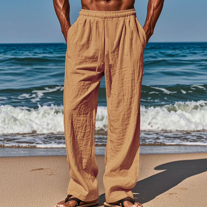 Herren lockere Leinenhose mit elastischem Bund und atmungsaktivem Gewebe Echoarchiv