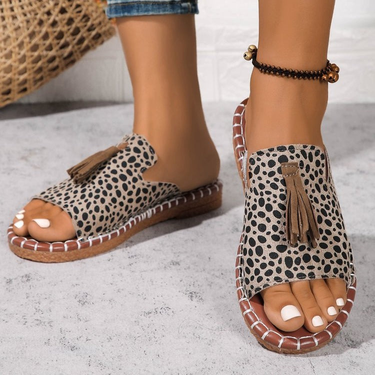 Damen Offene Pantoletten mit Quaste im Espadrille‑Stil – Sorelia
