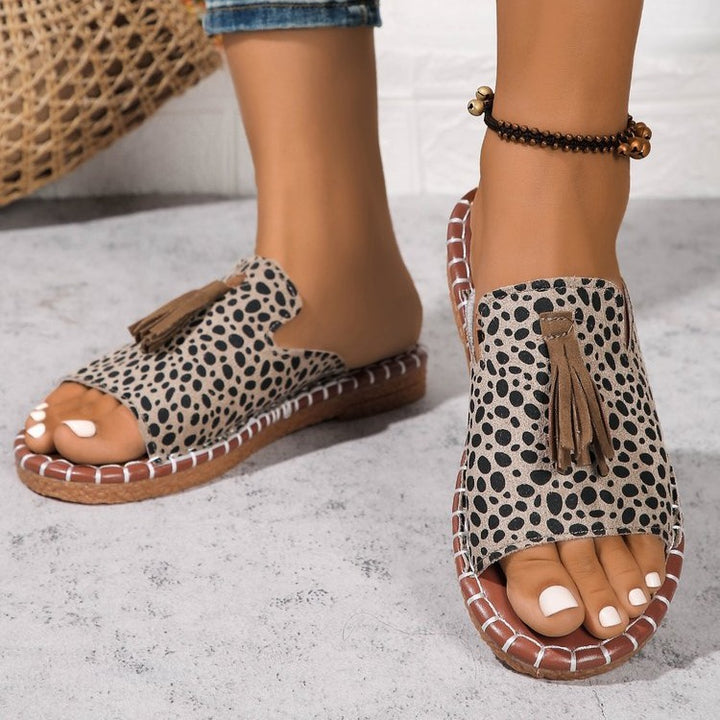 Damen Offene Pantoletten mit Quaste im Espadrille‑Stil – Sorelia