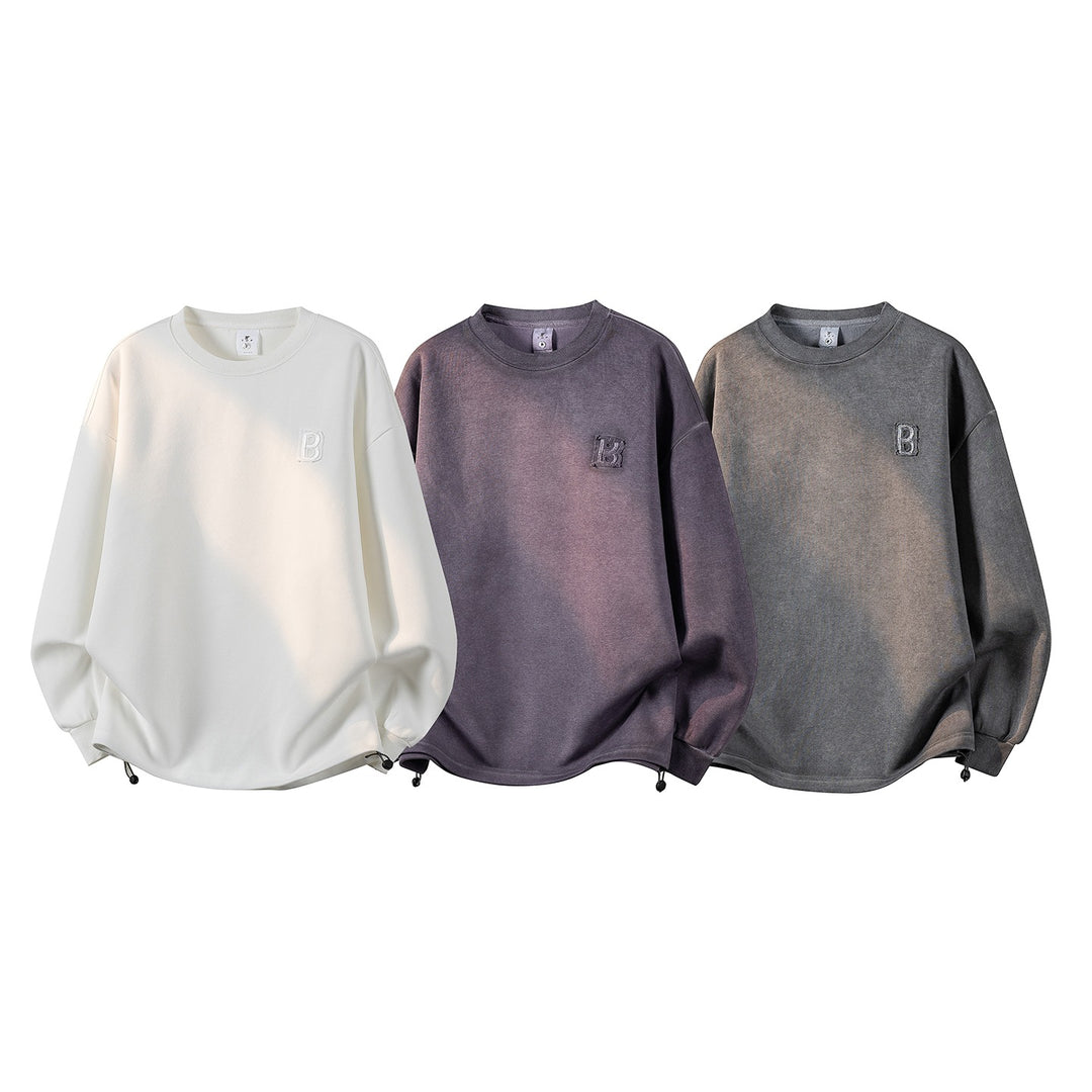 Damen Oversize-Sweatshirt mit gesticktem Schriftzug, abgerundetem Saum & überschnittener Schulter Echoarchiv