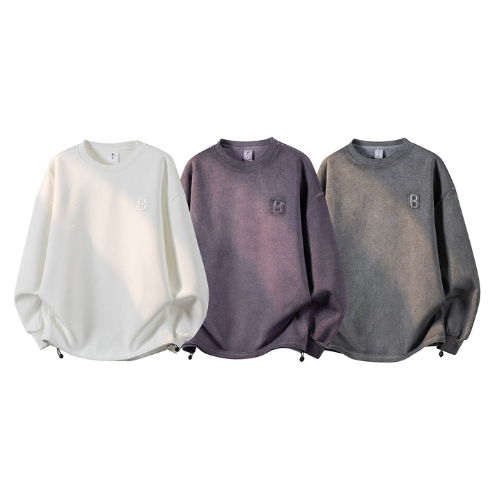 Damen Oversize-Sweatshirt mit gesticktem Schriftzug, abgerundetem Saum & überschnittener Schulter Echoarchiv