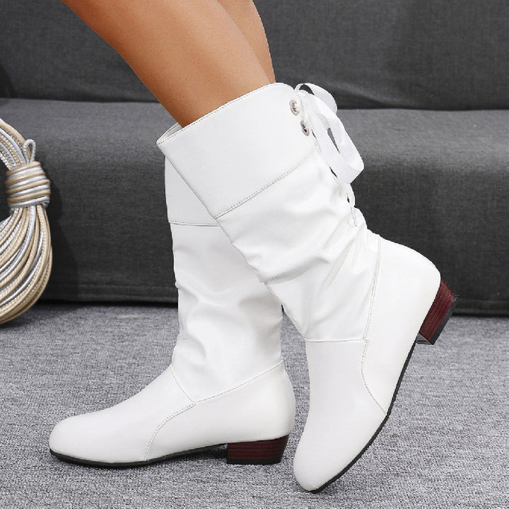Damen Slouch-Stiefel mit niedrigem Blockabsatz und weichem Kunstlederschaft Echo Archiv