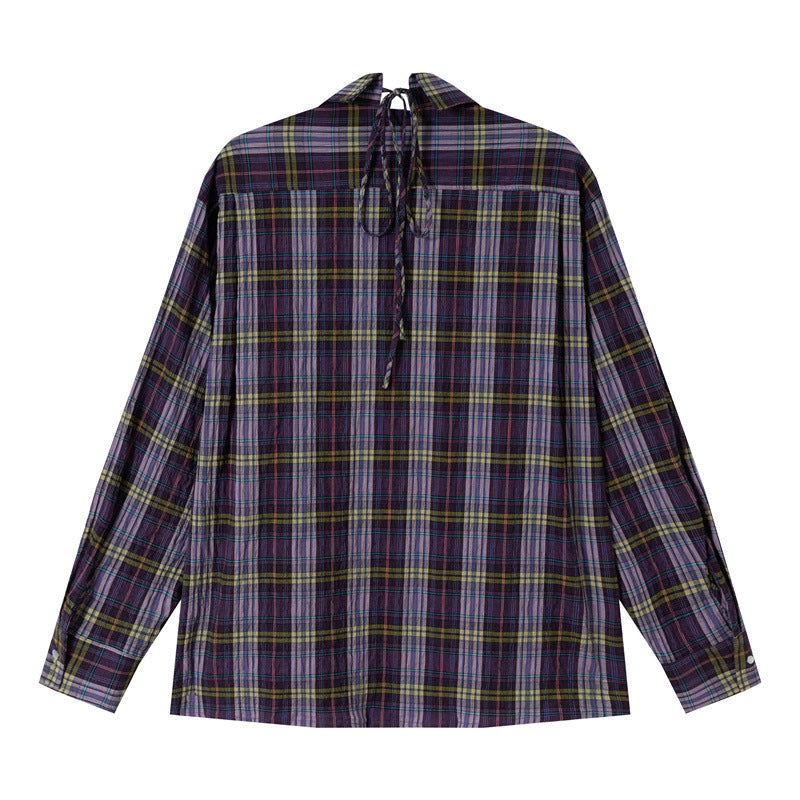 Damen Oversize-Karobluse aus leichter Baumwollmischung mit diagonalem Brusttaschen-Detail Echoarchiv