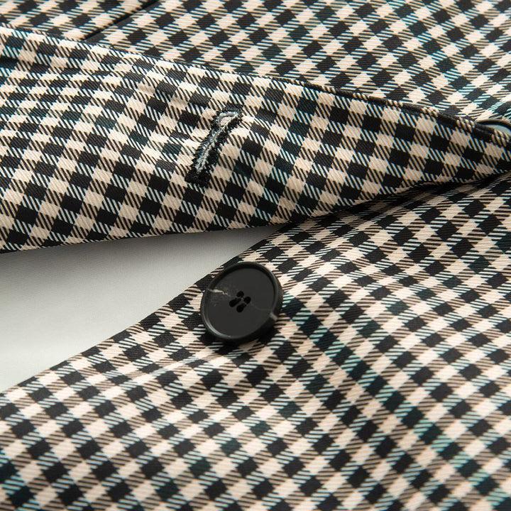Damen Kurzjacke im Glencheck mit kontrastierendem Stehkragen und geradem Schnitt Echo Archiv
