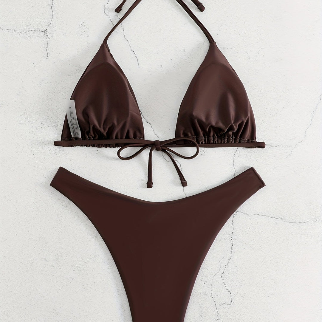 Damen Triangel-Bikini-Set mit gerafftem Design Echo Archiv