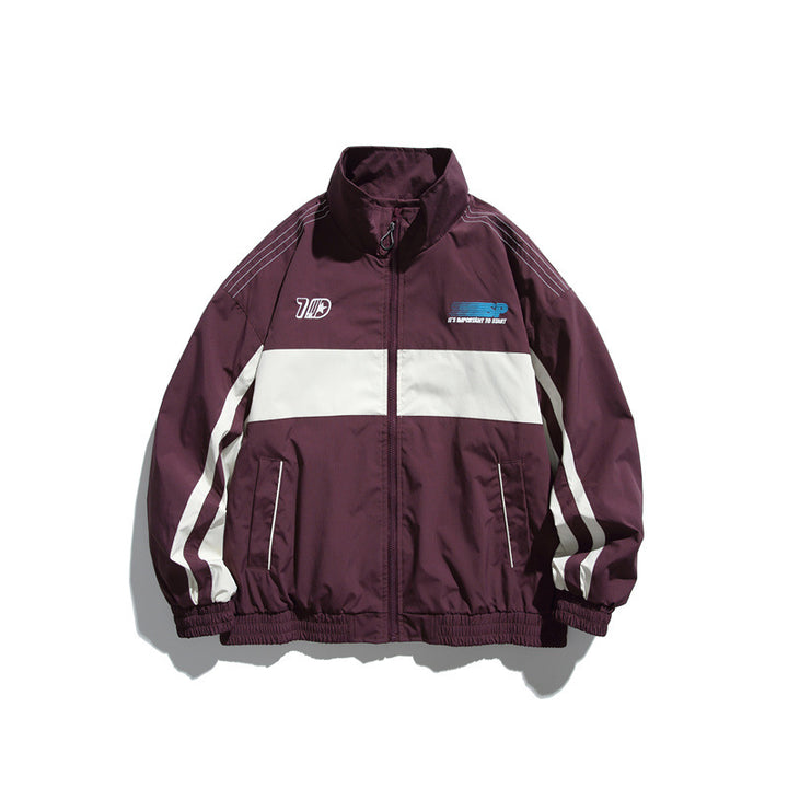 Herren Sportliche Retro-Trainingsjacke mit Streifendetail und Stehkragen Echoarchiv