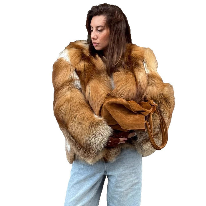 Damen Boxy-Kurzmantel im Multi-Layer Fauxfur-Look mit voluminösen Ärmeln Echoarchiv