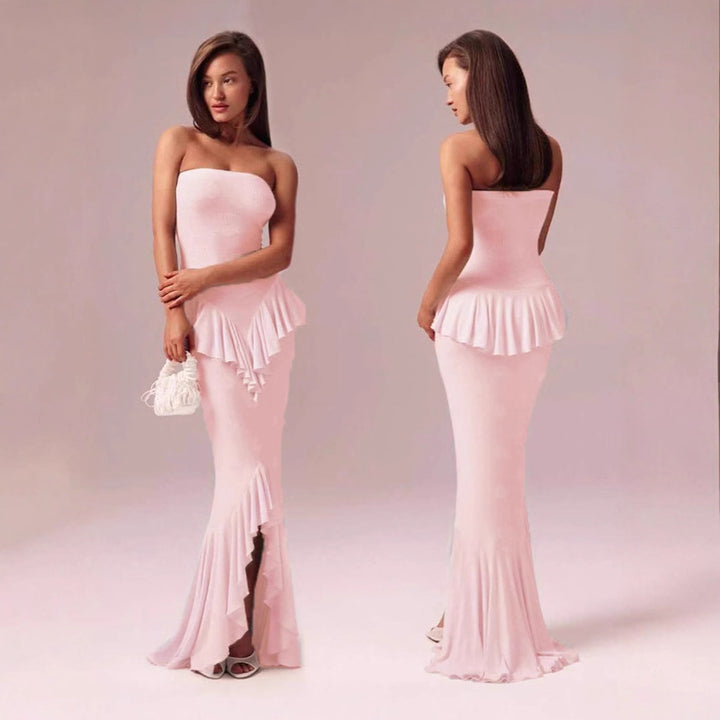 Damen Elegantes Bandeau Maxikleid mit Fransen Echo Archiv