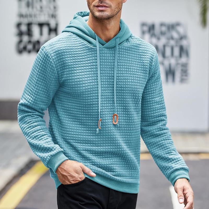 Herren Gepolsterter Steppmuster-Hoodie mit Kapuze und Kordelzug – Cavarno