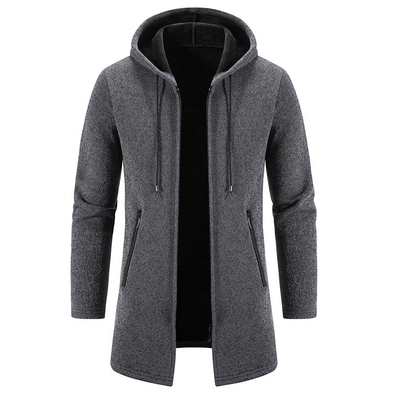 Herren praktische und stilvolle Fleecejacke mit Kapuze und Reißverschlusstaschen Echoarchiv
