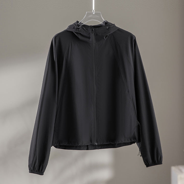 Damen Ultraleichte atmungsaktive Kapuzenjacke mit Raglanärmeln und Reißverschlusstaschen Echoarchiv