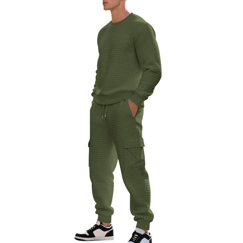 Herren Sportliches Freizeit-Set mit strukturiertem Sweatshirt und Cargo-Hose Echoarchiv