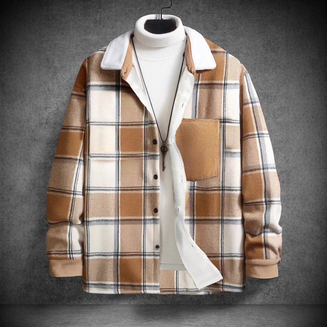Herren Baumwoll-Flanelljacke mit kariertem Muster und Taschen Echoarchiv
