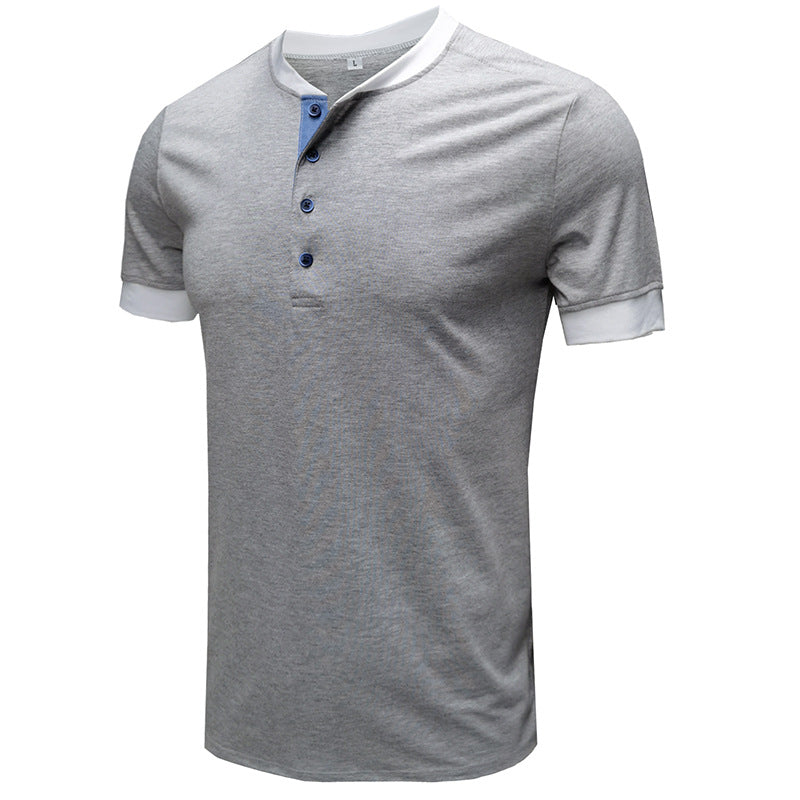 Herren T-Shirt mit Knopfleiste und kontrastierenden Ärmeln Echoarchiv