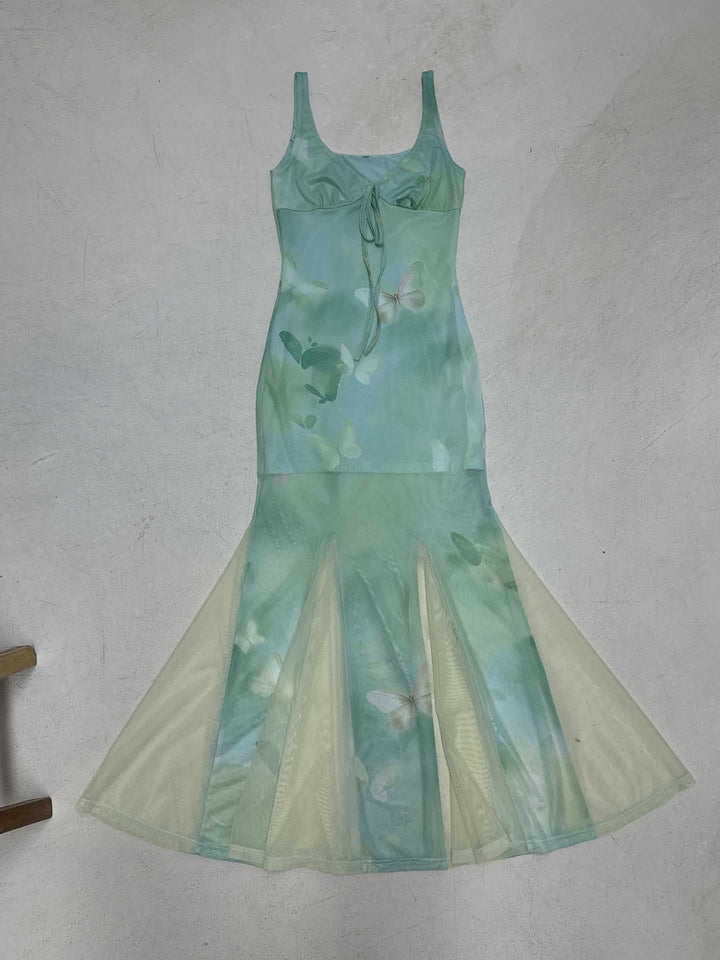 Damen Maxikleid mit transparenten Schichten und floralem Muster Echo Archiv