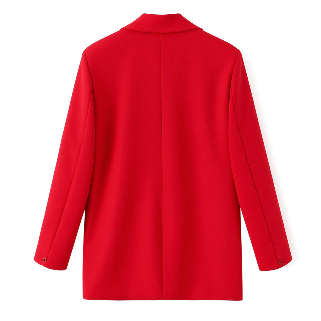 Damen Doppelreihiger Blazer mit herzförmigen Metallknöpfen, Pattentaschen und tailliertem Schnitt Echo Archiv