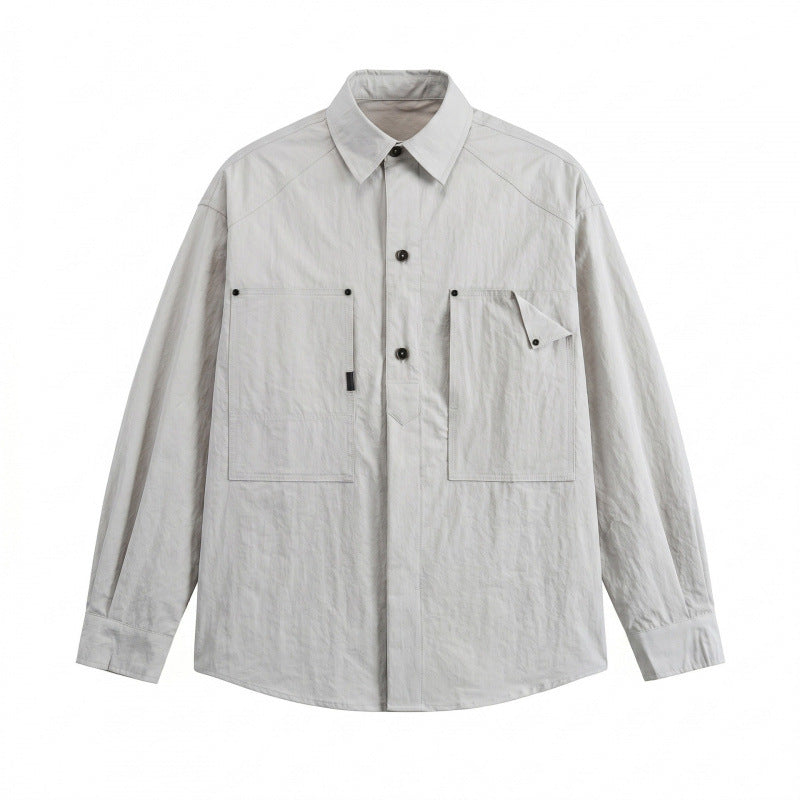 Unisex Kastenförmiges Overshirt mit großen aufgesetzten Taschen und Hemdkragen Echo Archiv