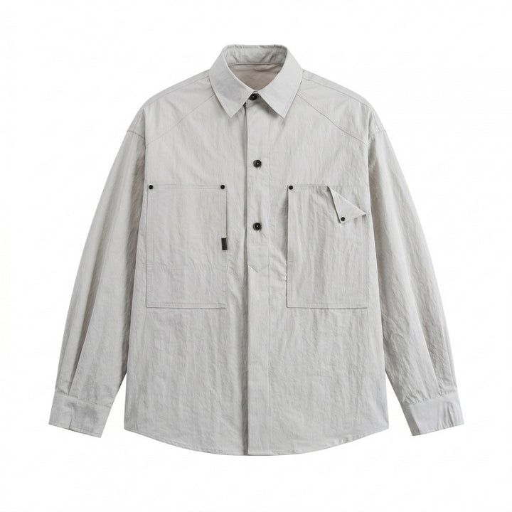 Unisex Kastenförmiges Overshirt mit großen aufgesetzten Taschen und Hemdkragen Echo Archiv