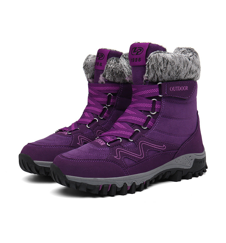 Damen Gefütterte Winter‑Trekkingstiefel mit Kunstfellkragen, schnürsystem und griffiger Offroad‑Profilsohle Echo Archiv