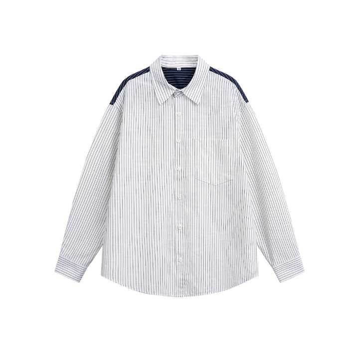 Unisex Oversize-Hemd mit Nadelstreifen und kontrastierter Schulterpasse Echoarchiv