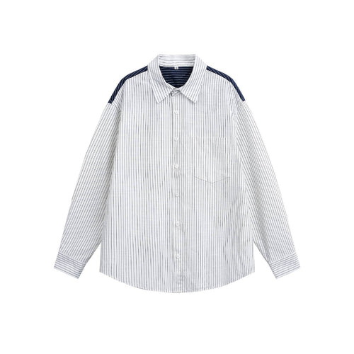 Unisex Oversize-Hemd mit Nadelstreifen und kontrastierter Schulterpasse Echoarchiv