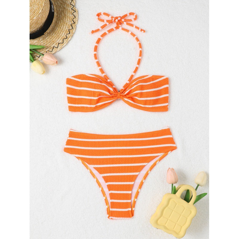 Damen Triangel-Bikini mit verspieltem Streifenmuster und verstellbarem Oberteil Echo Archiv