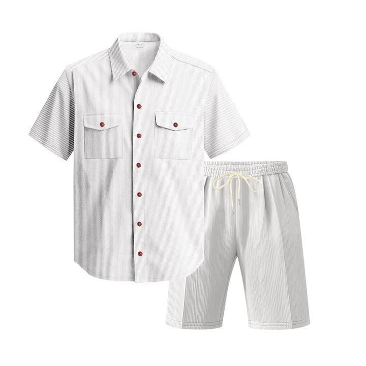 Herren elegantes Kurzarmhemd und kurze Hose Set Echoarchiv