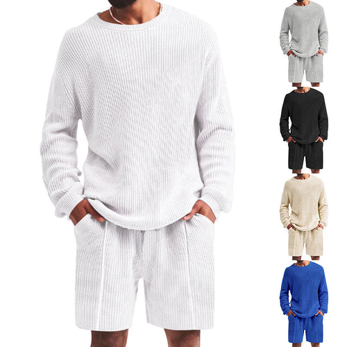 Herren lässiges Sweatshirt- und Shorts-Set mit strukturiertem Design Echoarchiv