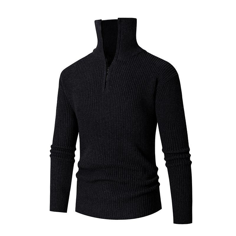 Herren nan strukturierter Halbzip-Pullover mit hohem Kragen, robuster Rippstruktur und elastischen Bündchen Echo Archiv