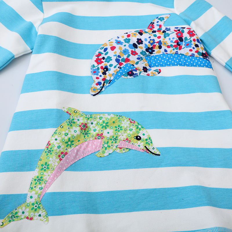 Mädchen Kapuzenkleid mit buntem Delfin-Motiv Echo Archiv