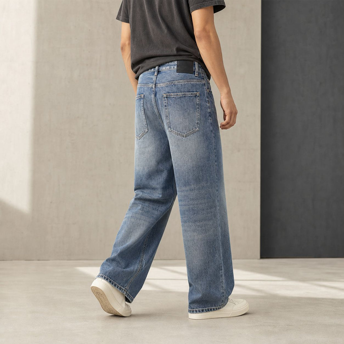 Damen Weite High-Waist Vintage-Jeans mit Used-Effekt Echo Archiv