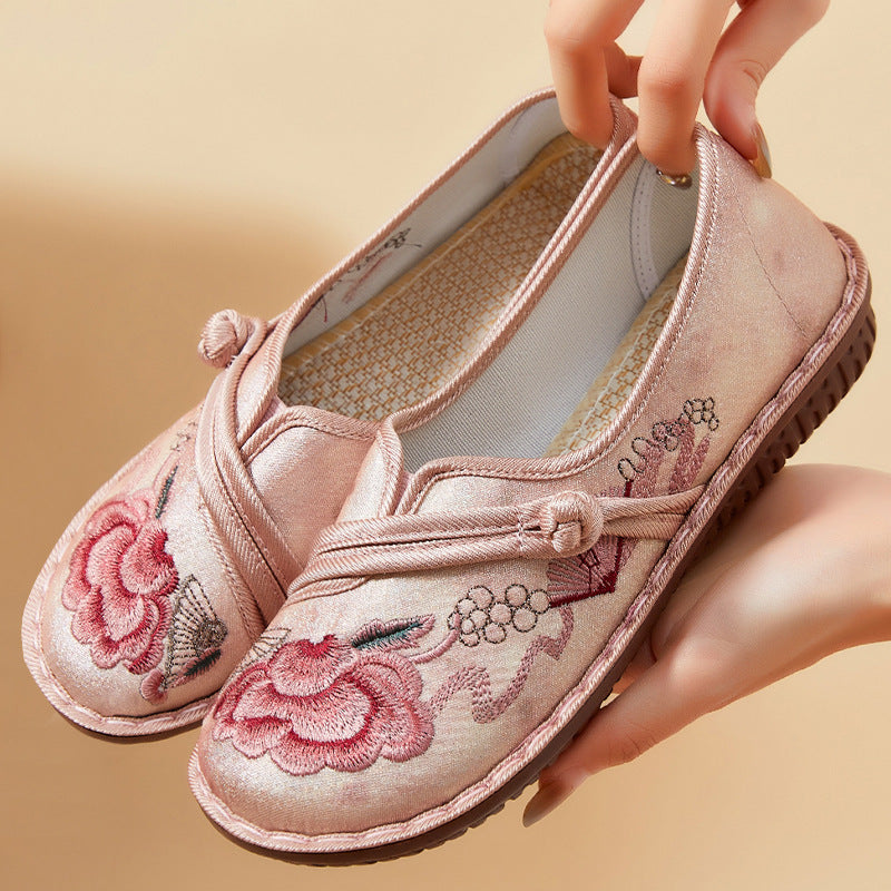 Damen nan bestickter leichter Ballerina-Slipper mit dekorativem Knotenriemen Echo Archiv