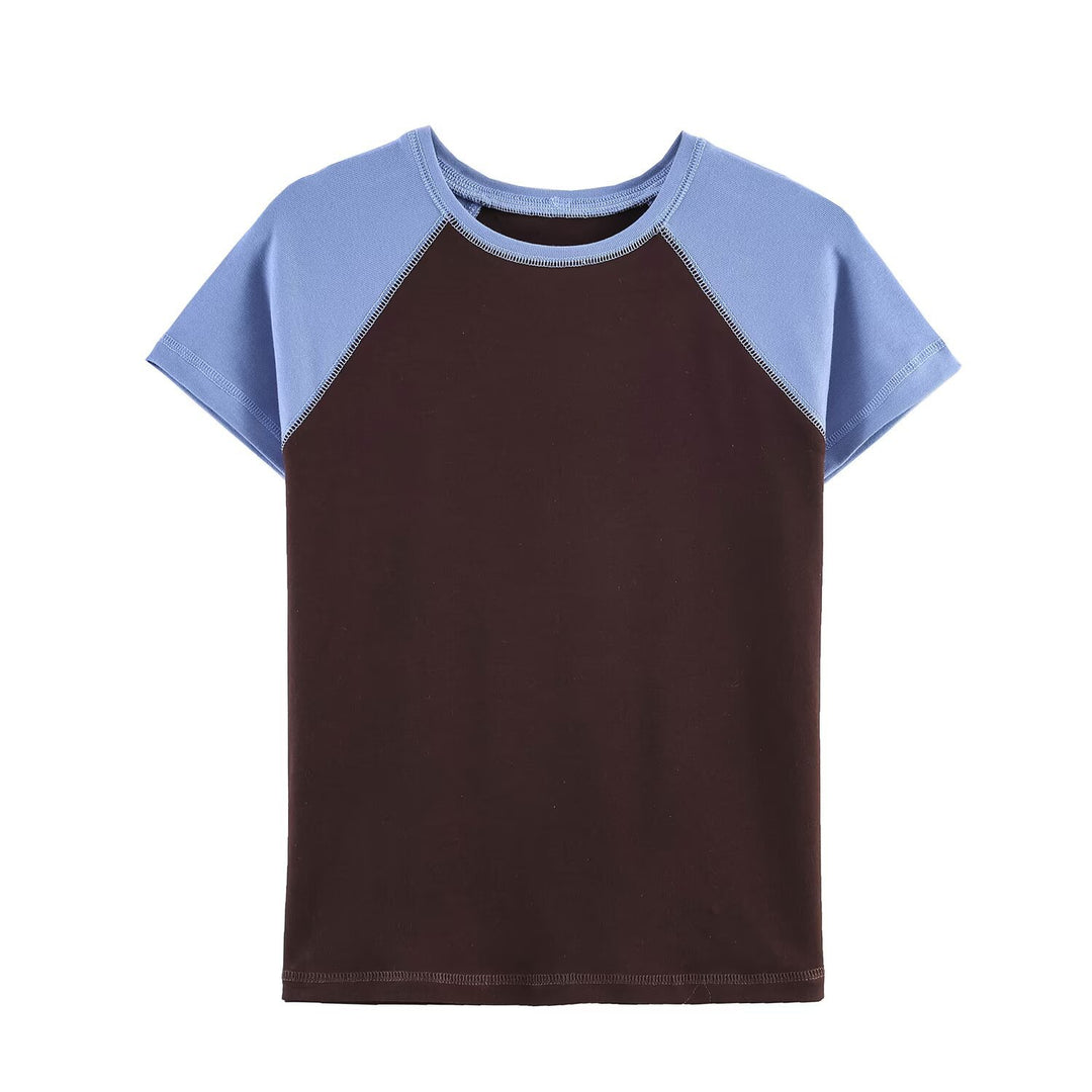 Damen Sportliches T-Shirt mit Kontrastärmeln und lässigem Schnitt Echo Archiv